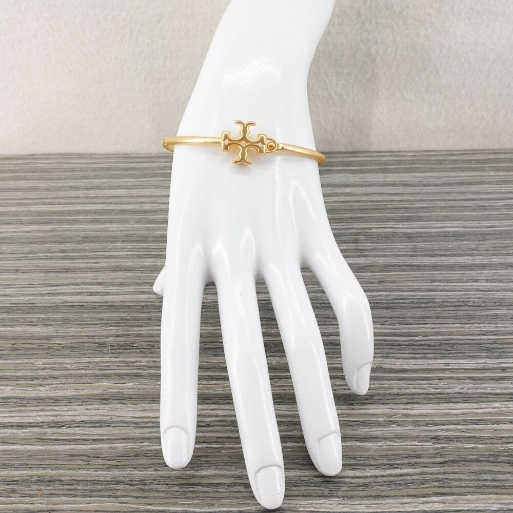 Tory Burch Eleanor Hinged Cuff Bracelet Gold OS - Picture 5 of 12